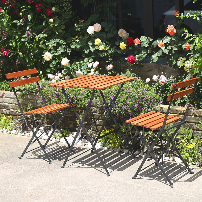 Outdoor Furniture Metal Chairs - พับโต๊ะกาแฟไม้เนื้อแข็งลานกลางแจ้งเก้าอี้เลานจ์สวนบิสโทรเฟอร์นิเจอร์ขนาดกะทัดรัดพับขึ้นระเบียงที่นั่ง