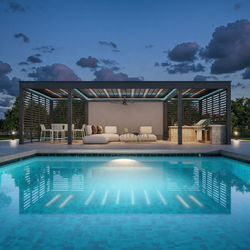 ศาลาทรงสี่เหลี่ยมผืนผ้าอลูมิเน - Outdoor Furniture Metal บทวิจารณ์และราคา