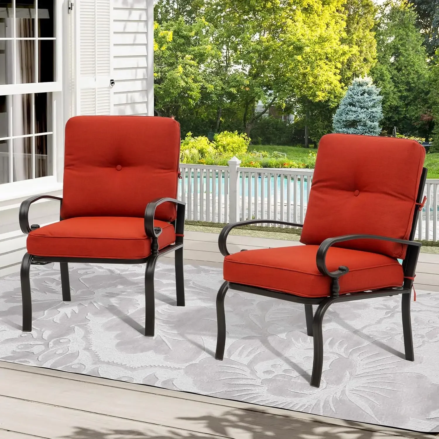 เก้าอี้บิสโทรโลหะสีแดงสำหรับใช - Outdoor Furniture Metal Chairs บทวิจารณ์และราคา